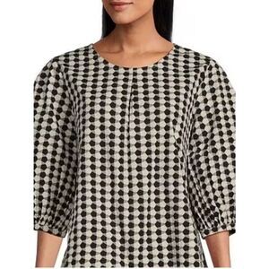 Bryn Walker Lucinda Organic Cotton Poplin Checkered Print Hi-Low Hem XS Artsy